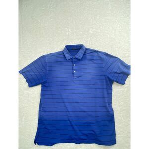 Men's Peter Millar Summer Comfort Blue Striped Golf‎ Polo Shirt Performance XL
